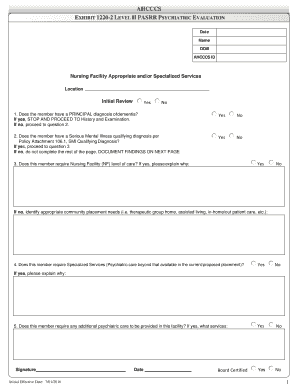 AHCCCS Level II PASRR Psychiatric Evaluation