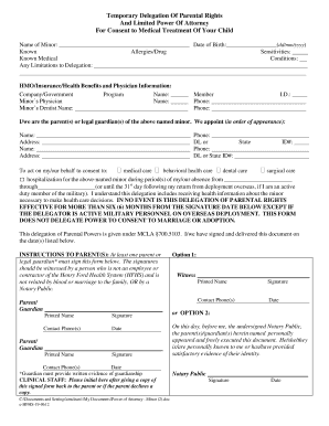 Temporary Delegation of Parental Rights and Limited Power of Attorney
