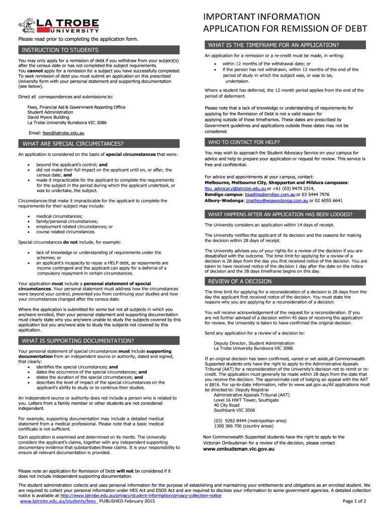 deakin remission of debt Preview on Page 1