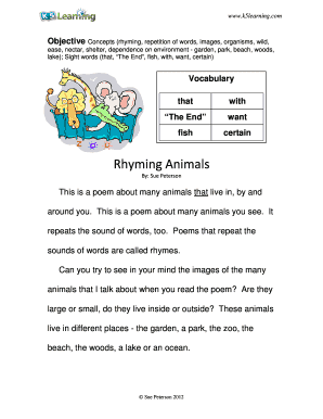 Rhyming Animals Poem