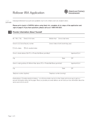 Rollover IRA Application