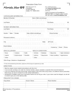 Prescription Order Form