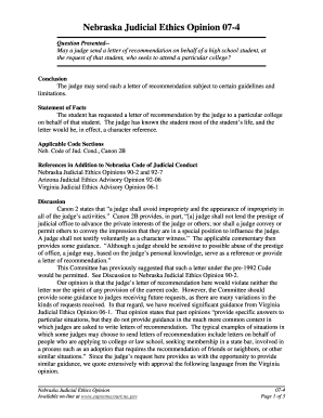 Nebraska Judicial Ethics Opinion 07-4