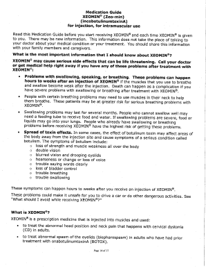 Medication Guide. (incobotulinumtoxinA) Injection, Merz Pharaceuticals GmbH - fda