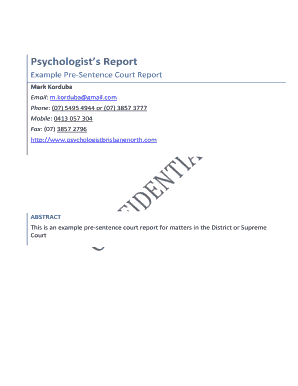 Abstract report example - Example Pre-Sentence Court Report. An example of a pre-sentence court report.