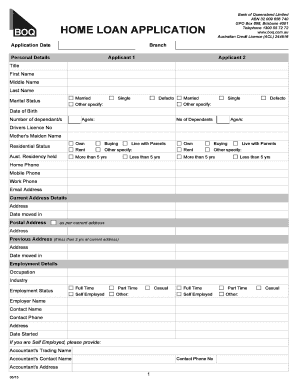 Bank of Queensland Home Loan Application