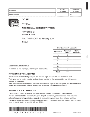 GCSE Physics Exam Paper