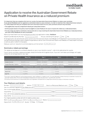 Australian Government Rebate Application Form