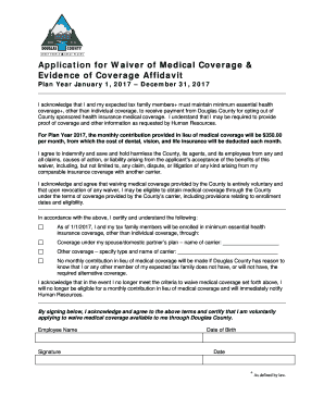 Application for Waiver of Medical Coverage & Evidence of Coverage ... - douglascountynv