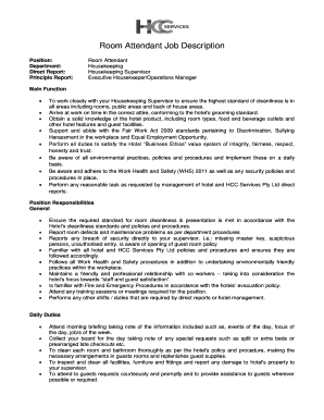 Room Attendant Job Description