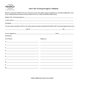 Fillable Online 2017 cec training program affidavit Fax Email Print ... image.