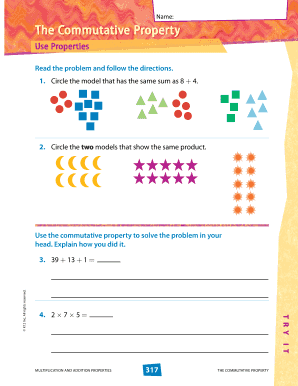 The Commutative Property Worksheet