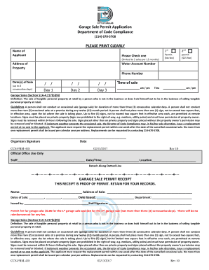 Garage Sale Permit Application