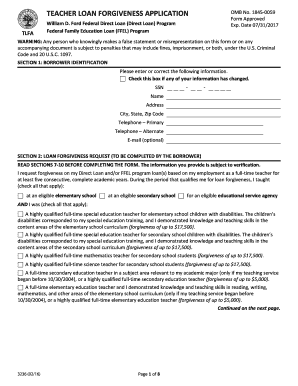 Teacher Loan Forgiveness Application