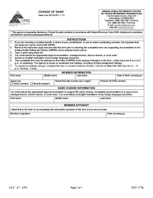 Indiana Public Retirement System Change of Name Form