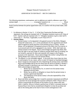 Addendum to Contract - South Carolina