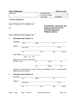 Minnesota Divorce Agreement and Judgment