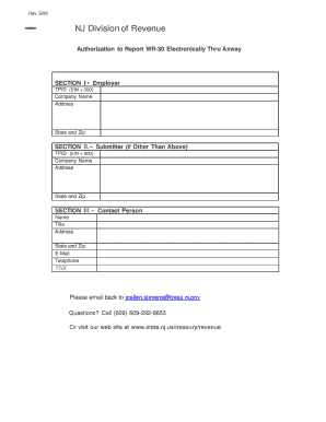 NJ WR-30 Electronic Reporting Authorization