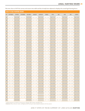 Maine Hunting Hours Chart