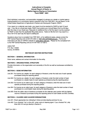 USDA Form P&S-3001 Annual Report