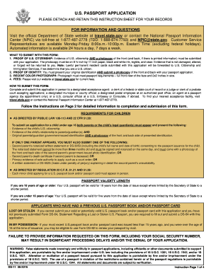 US Passport Application Form DS-11