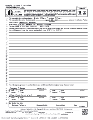 Arizona Real Estate Contract Addendum