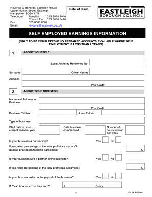 Self Employed Earnings Information Form