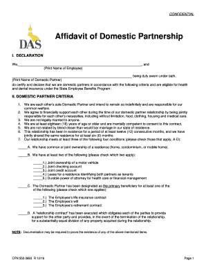 Affidavit of Domestic Partnership