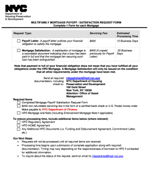 Multifamily Mortgage Payoff Satisfaction Request Form