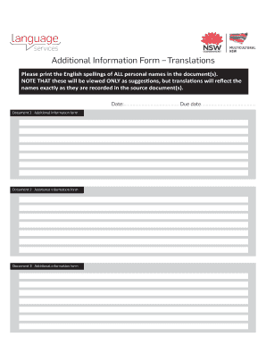 Additional Information Form