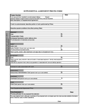 Supplemental Agreement Pricing Form