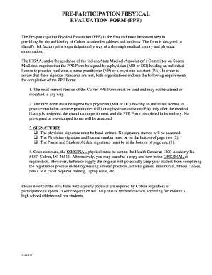 Pre-Participation Physical Evaluation Form (PPE)