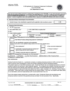 H-2B Application for Temporary Employment Certification