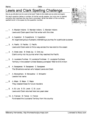 Lewis and Clark Spelling Challenge