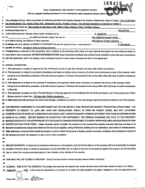 Sale Agreement and Receipt for Earnest Money