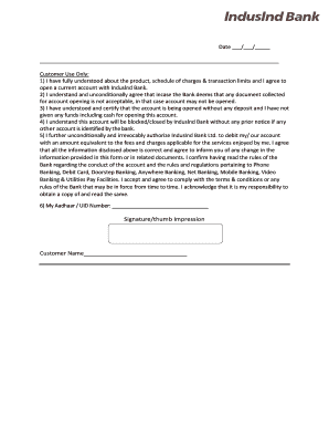 IndusInd Bank Current Account Opening Form