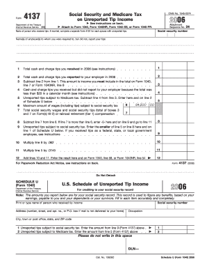 30 days minimum wage worksheet answers key - 2006 Form 4137. Social Security and Medicare Tax on Unreported Tip Income - irs