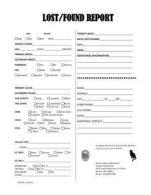 Lost Found Animal Report