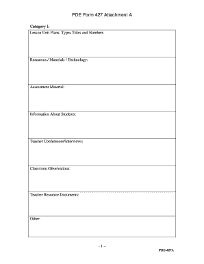PDE Form 427 Attachment A