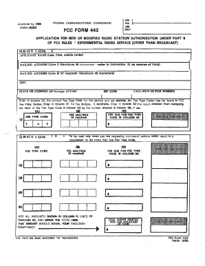 FCC Form 442 Application for Experimental Radio Station Authorization