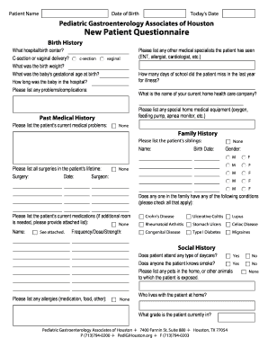 New Patient Questionnaire