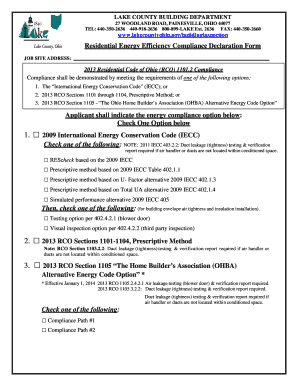 Residential Energy Efficiency Compliance Declaration Form