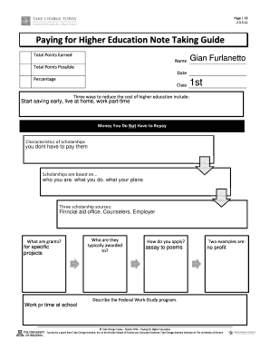 paying for higher education note taking guide