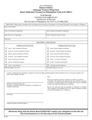 Philadelphia Campaign Finance Filing Form