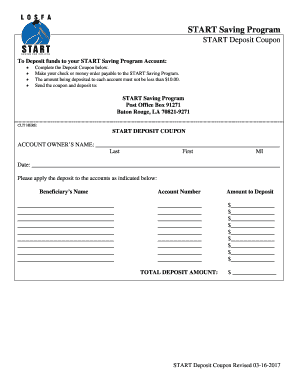 START Saving Program Deposit Coupon
