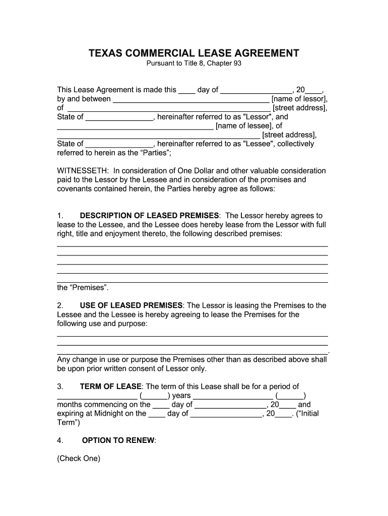 Fillable Online texas-commercial-lease-agreement-form.docx Fax Pertaining To Business Lease Agreement Template Free