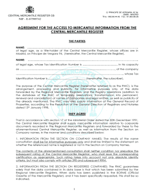 Acuerdo para el acceso a la información mercantil del Registro Mercantil Central