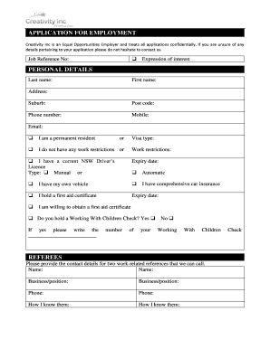 Employment Application Form