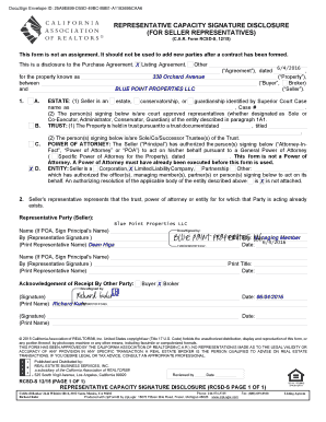 Representative Capacity Signature Disclosure