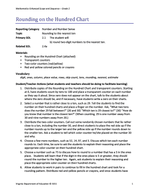 Rounding on the Hundred Chart; Number and Number Sense; 2.1b